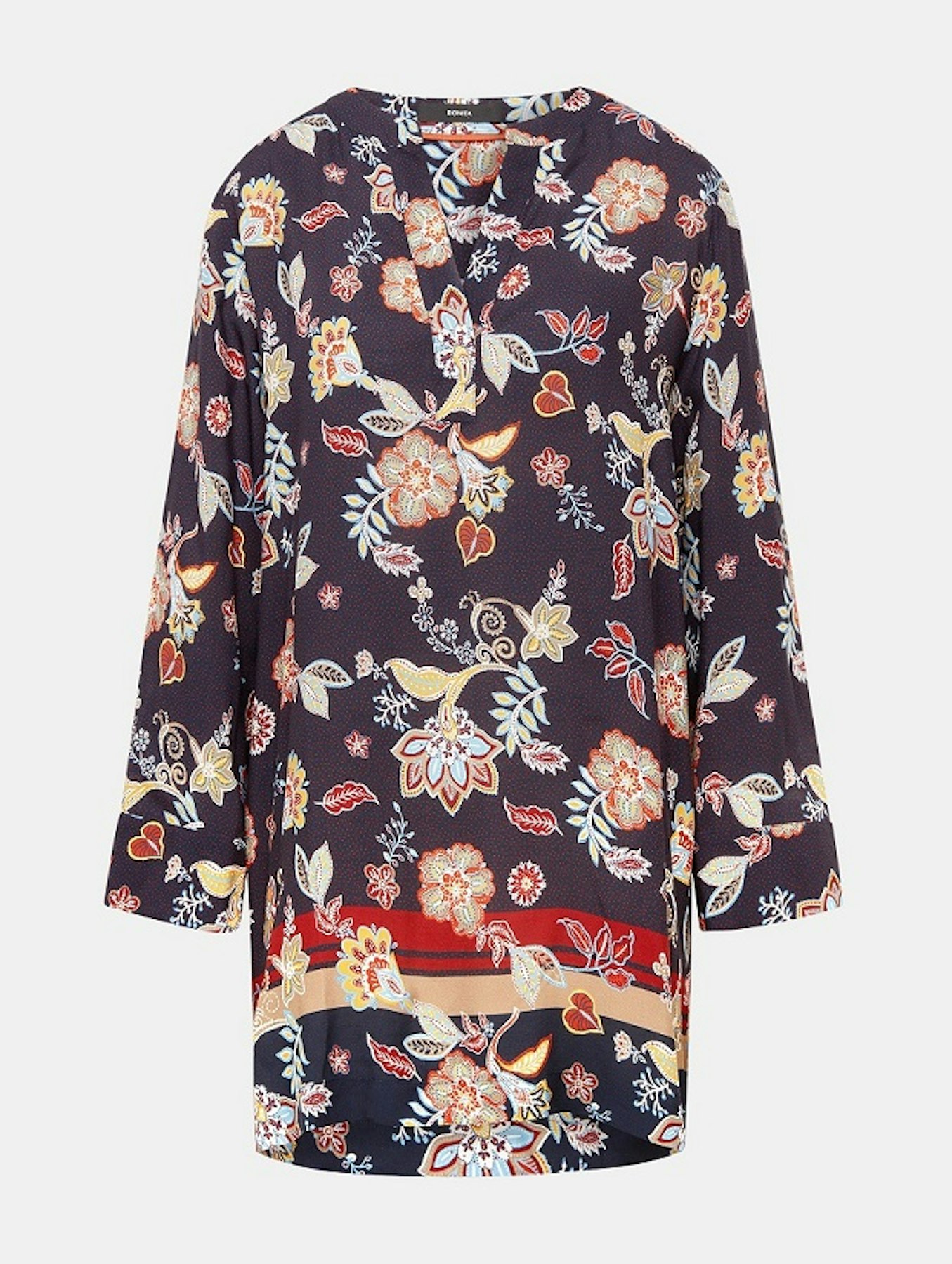 Shirtbluse mit Allover-Muster in Blau