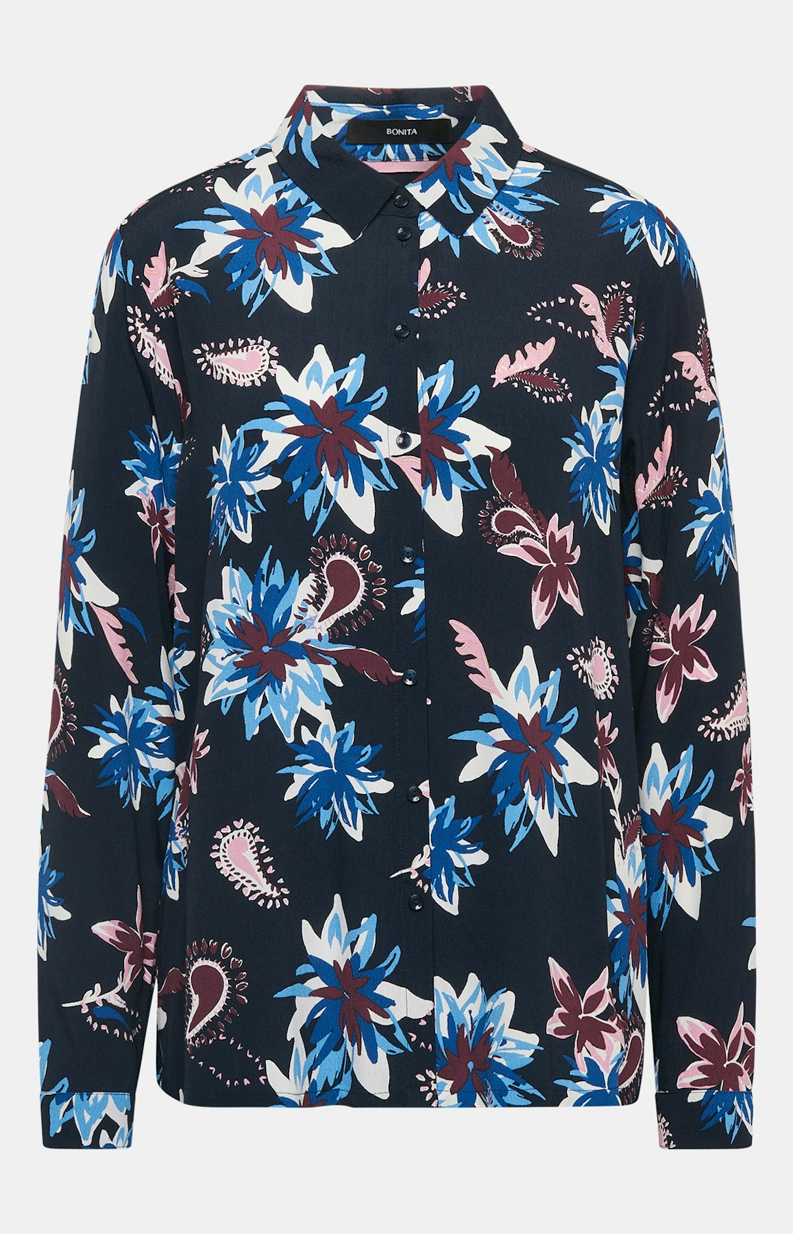 Bluse mit Allover-Muster in Dunkelblau