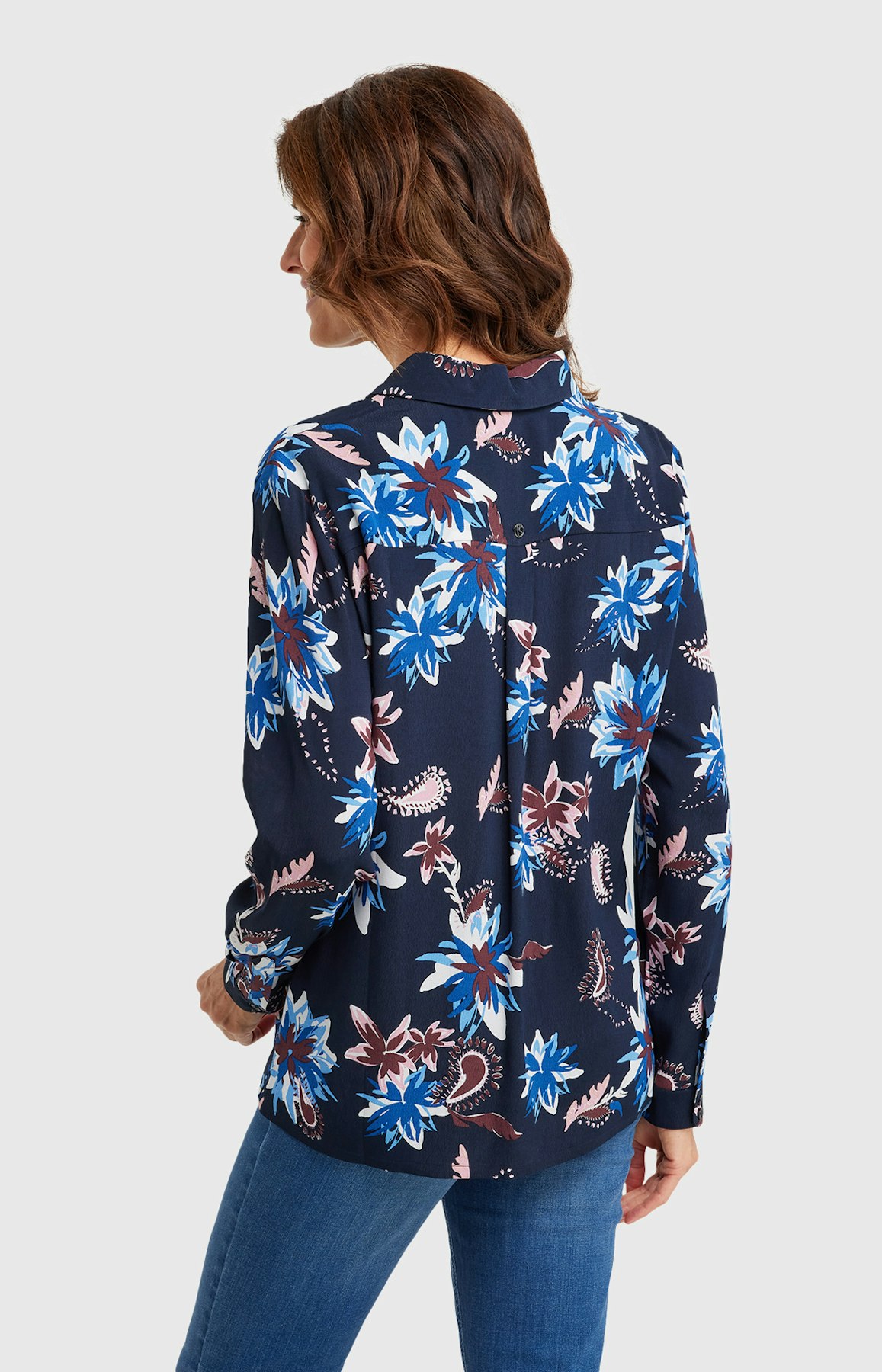 Bluse mit Allover-Muster in Dunkelblau