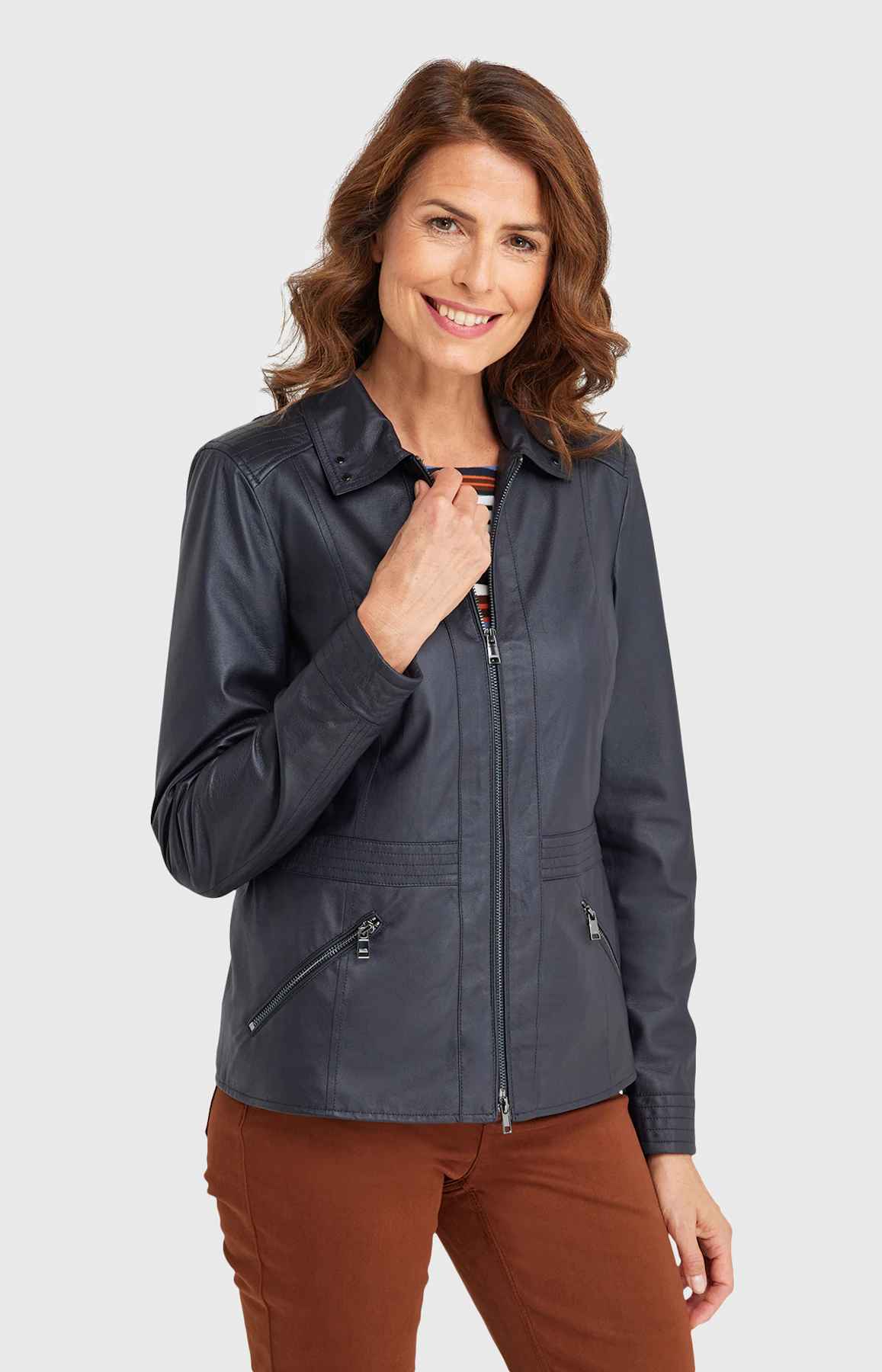 Jacke mit Umlegekragen in Dunkelblau