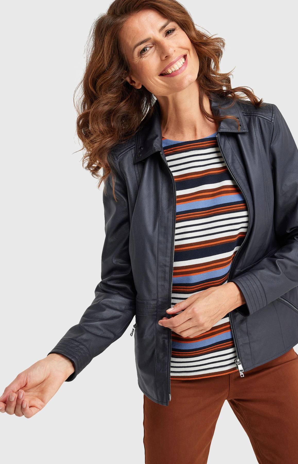 Jacke mit Umlegekragen in Dunkelblau