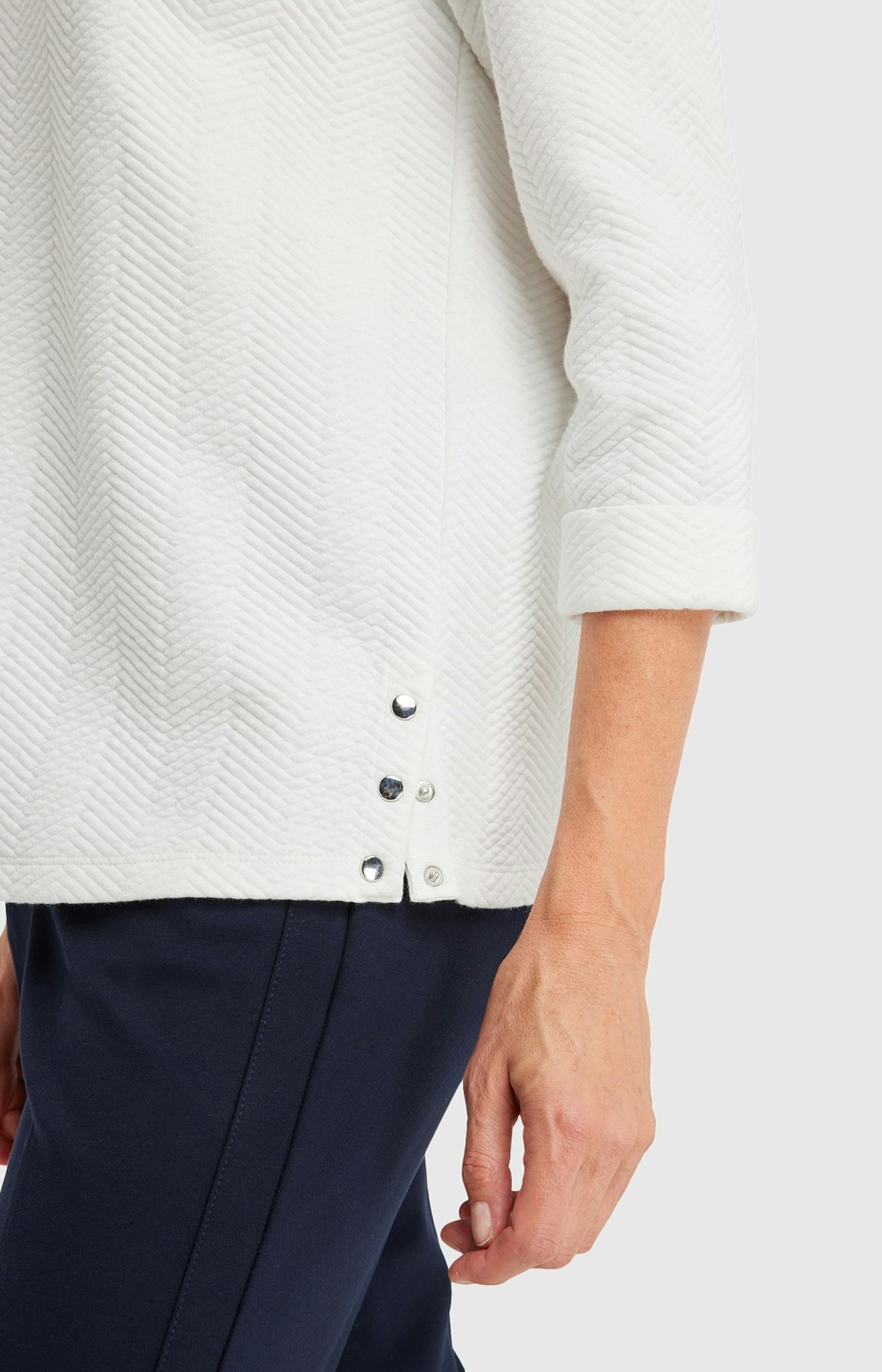 Sweatshirt mit  3/4-Ärmeln in Weiß