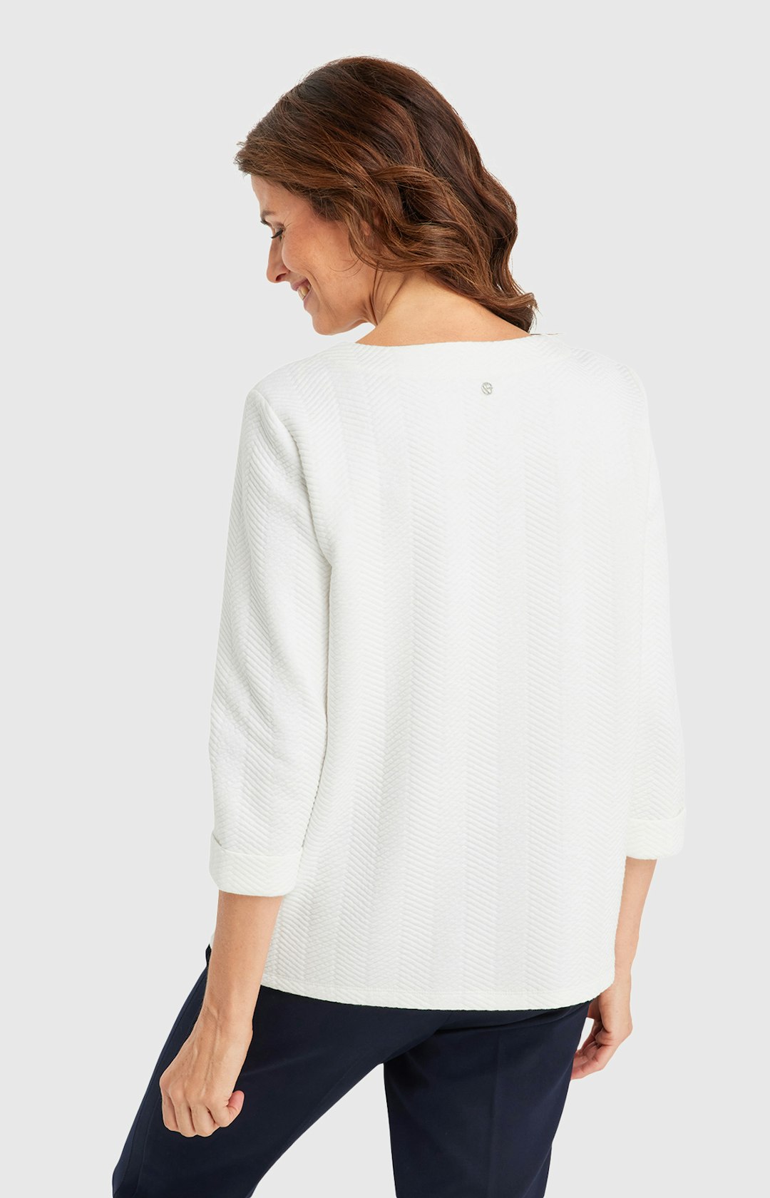 Sweatshirt mit  3/4-Ärmeln in Weiß