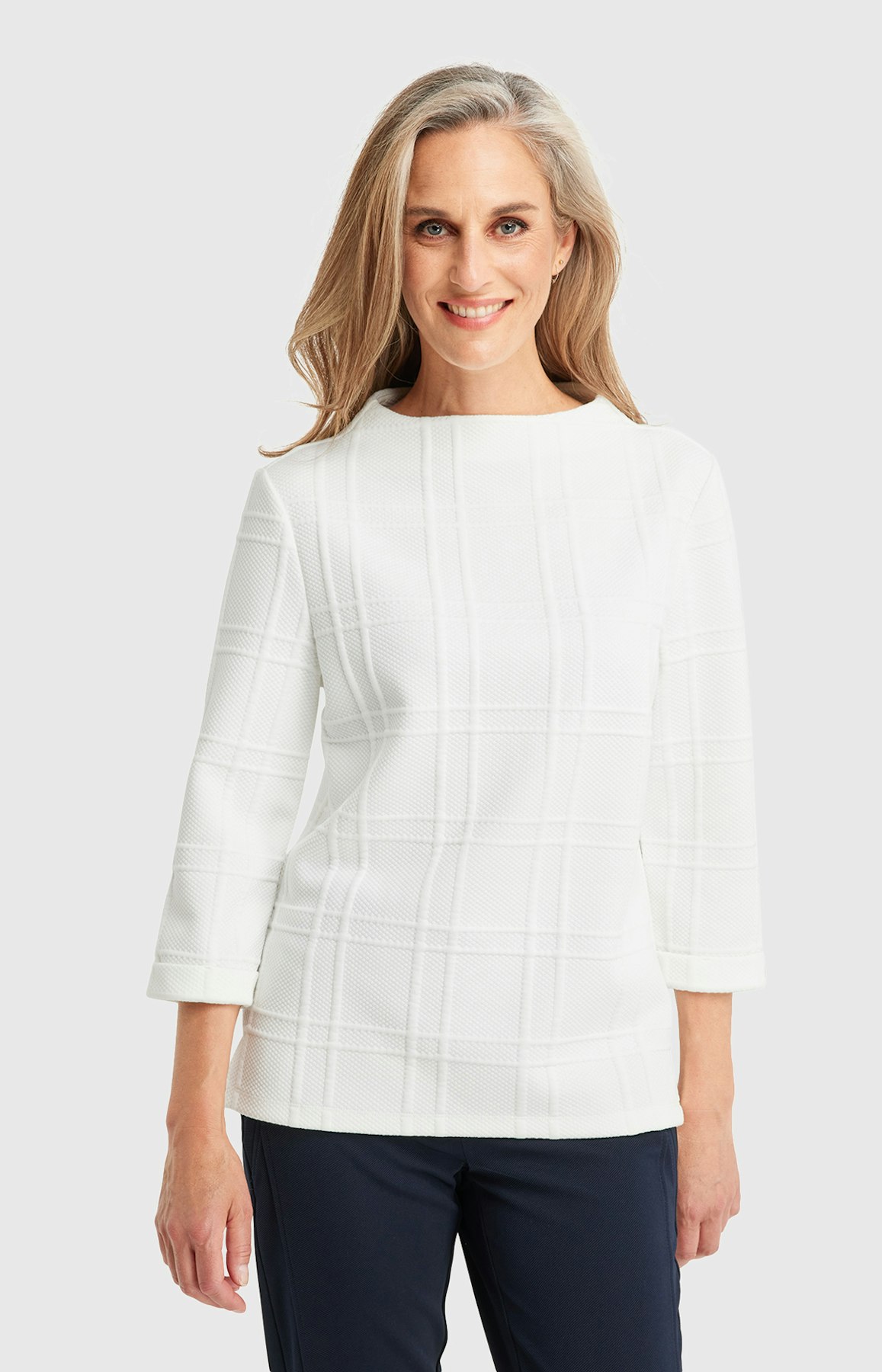 Sweatshirt mit Stehkragen in Weiß