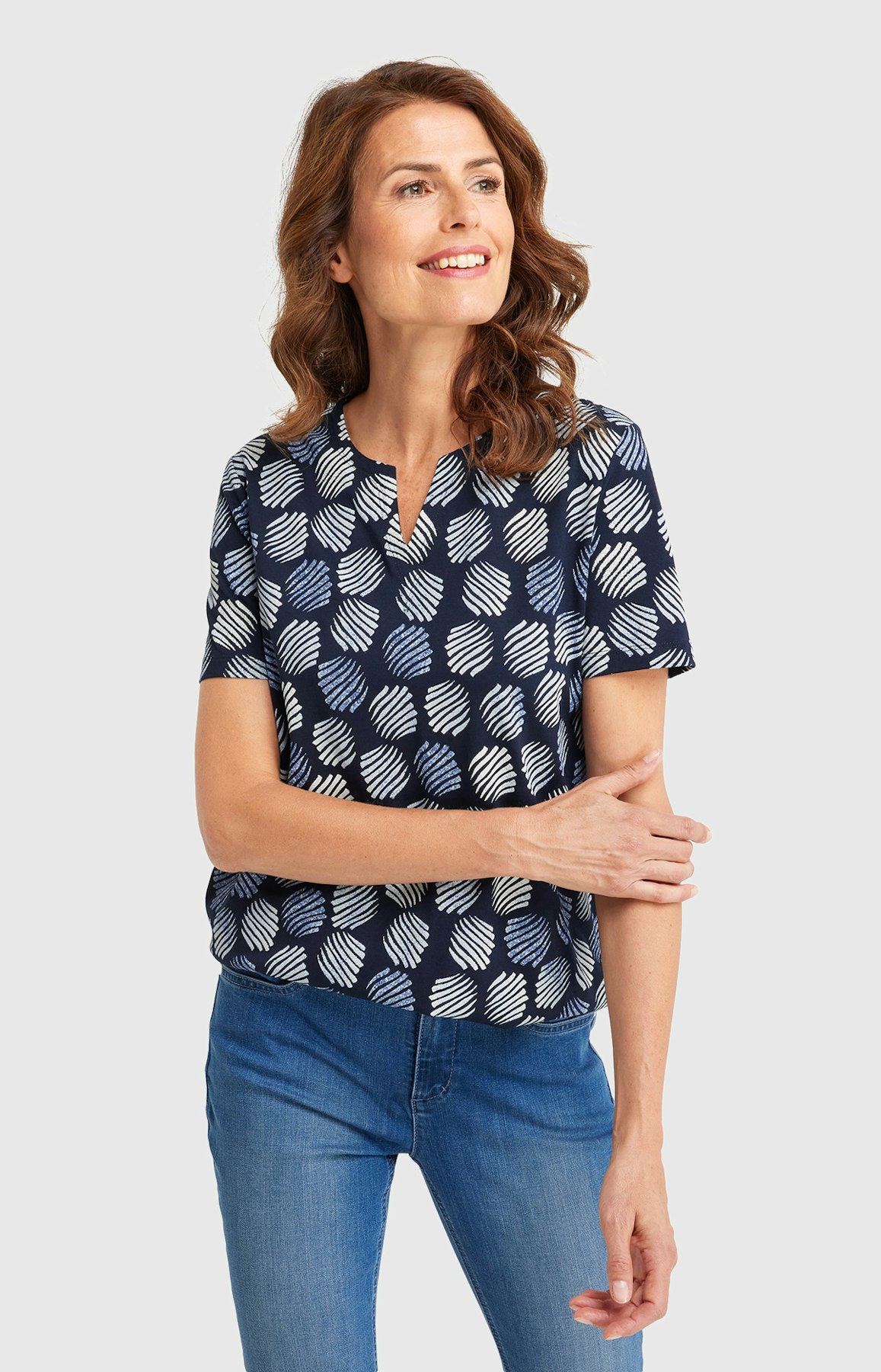 T-Shirt mit Allover-Muster in Blau