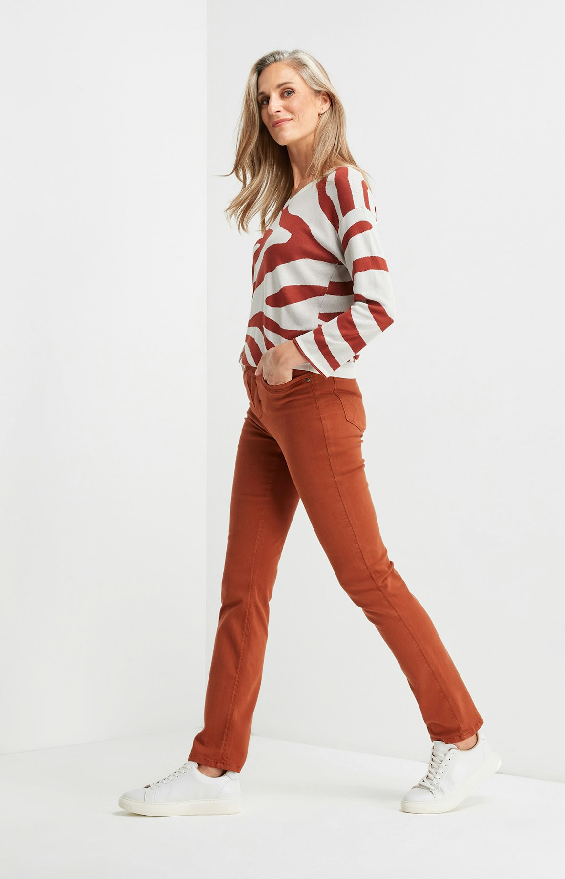 Sweatshirt mit Animal-Print in Weiß