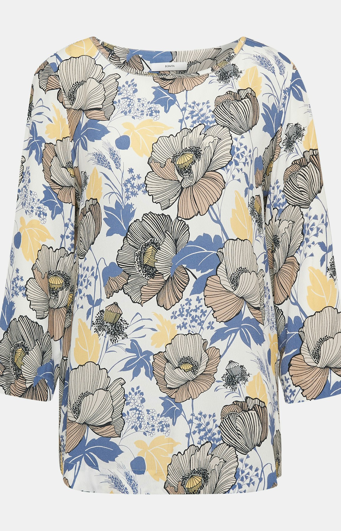 Shirtbluse mit floralem  Muster in Weiß
