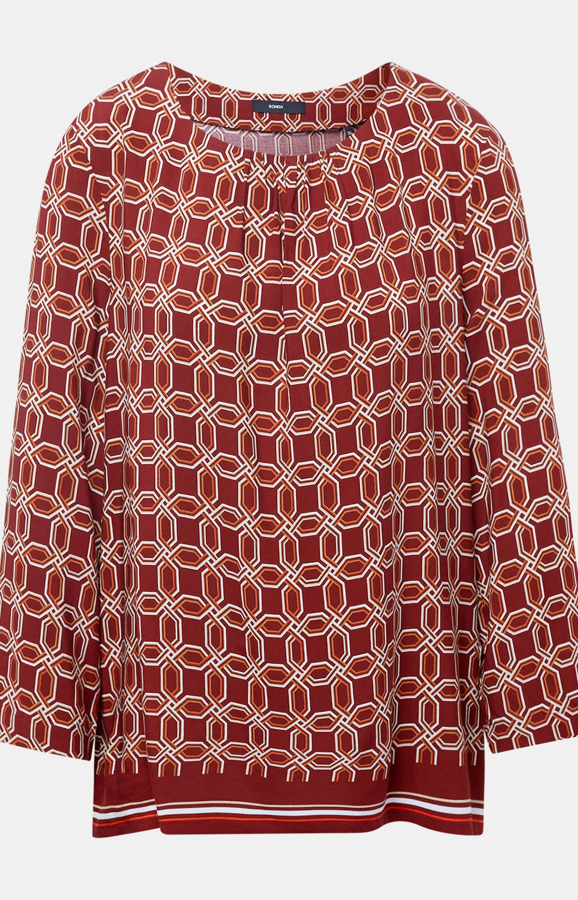 Shirtbluse mit Allover-Muster in Rot