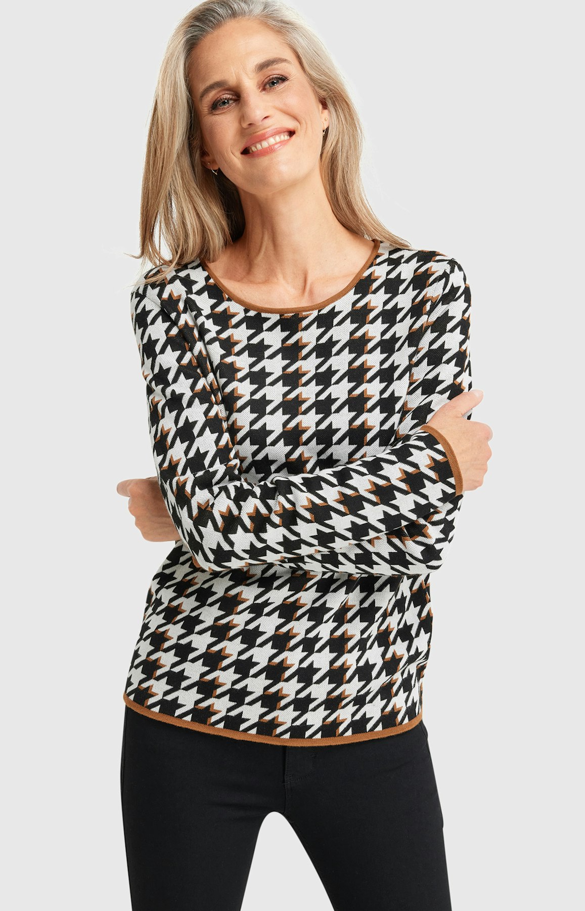 Pullover mit Hahnentrittmuster