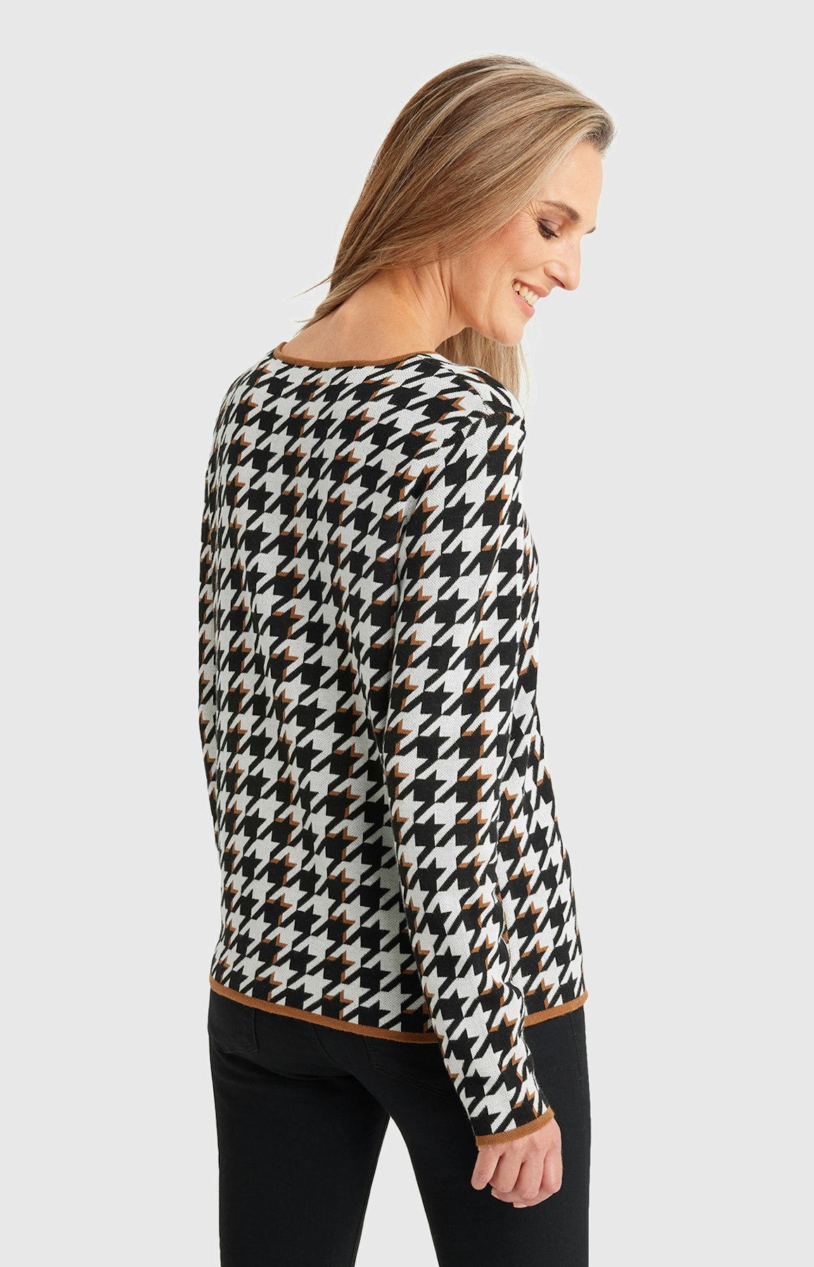 Pullover mit Hahnentrittmuster