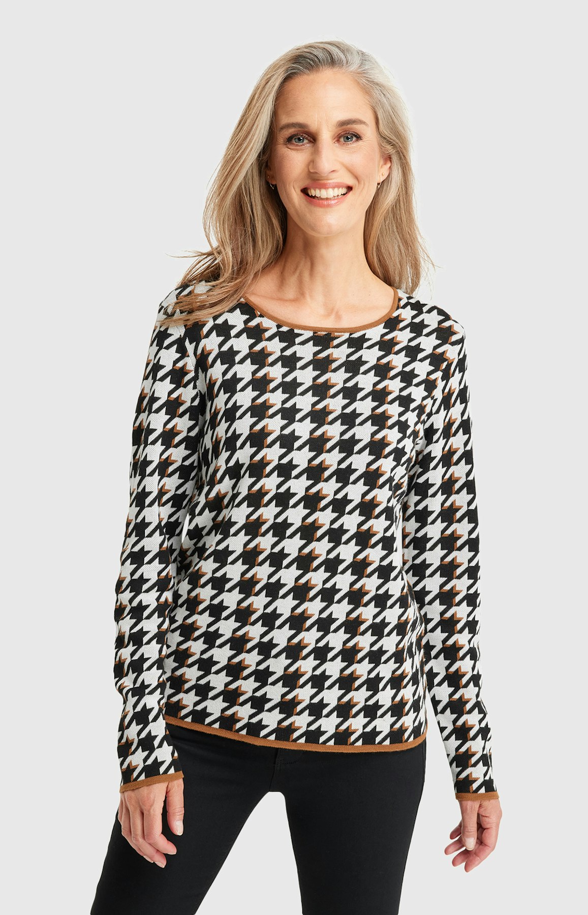 Pullover mit Hahnentrittmuster