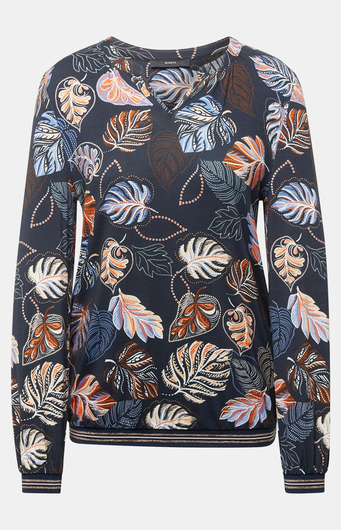 Shirt mit Allover-Muster in Dunkelblau