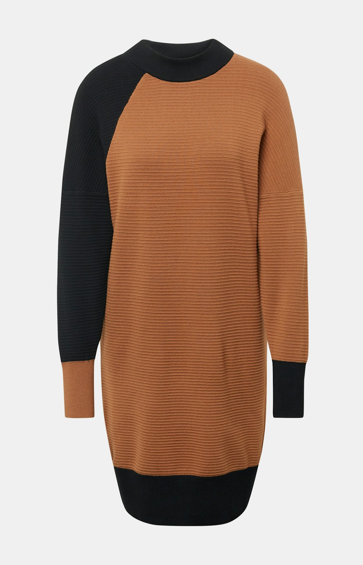 Strickkleid mit Stehkragen in Schwarz