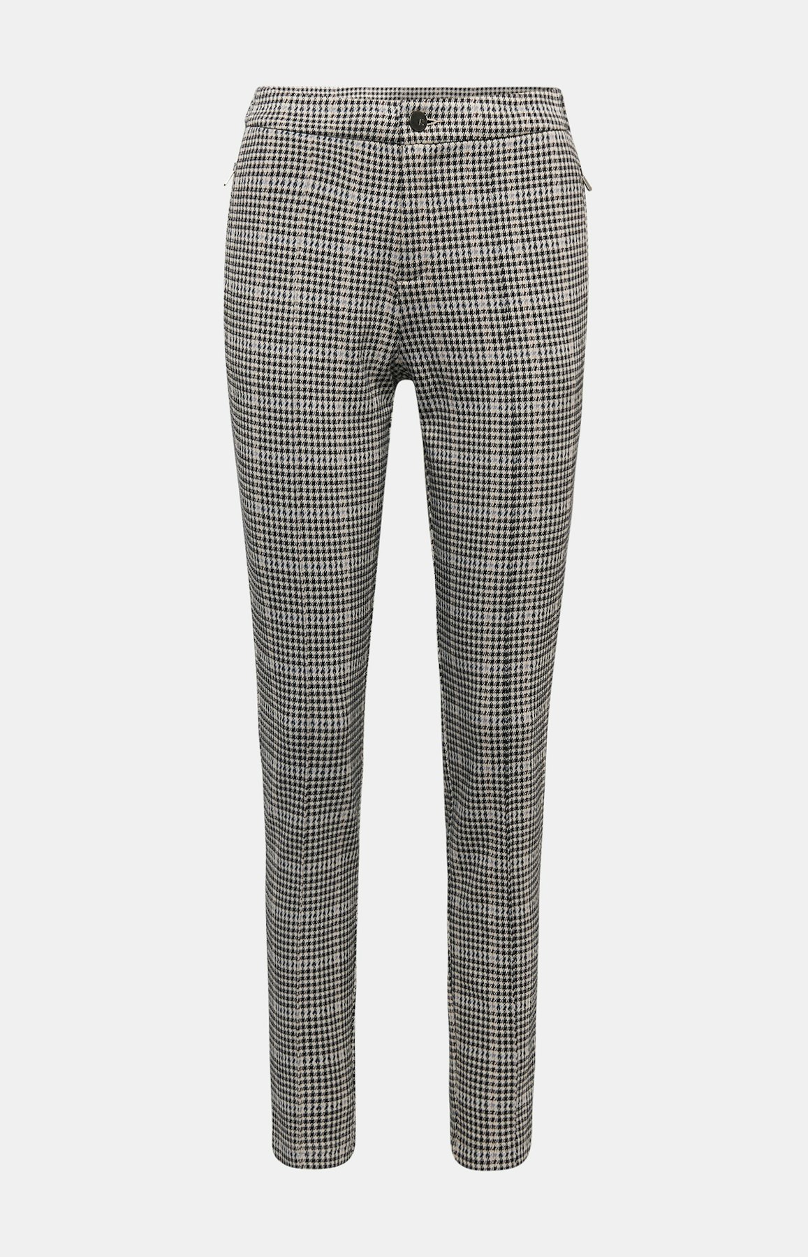 Karohose mit Ziernähten in Schwarz