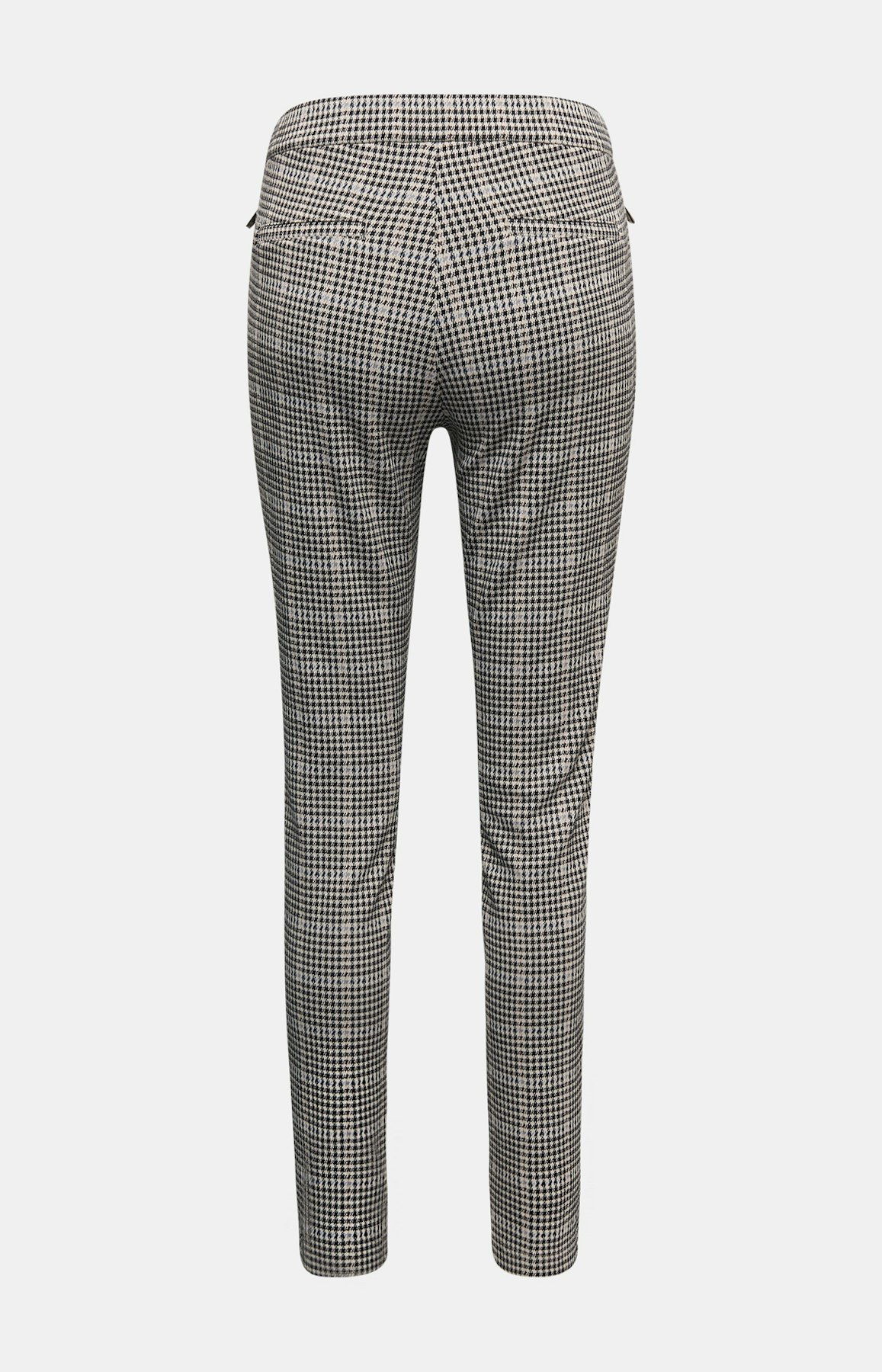 Karohose mit Ziernähten in Schwarz