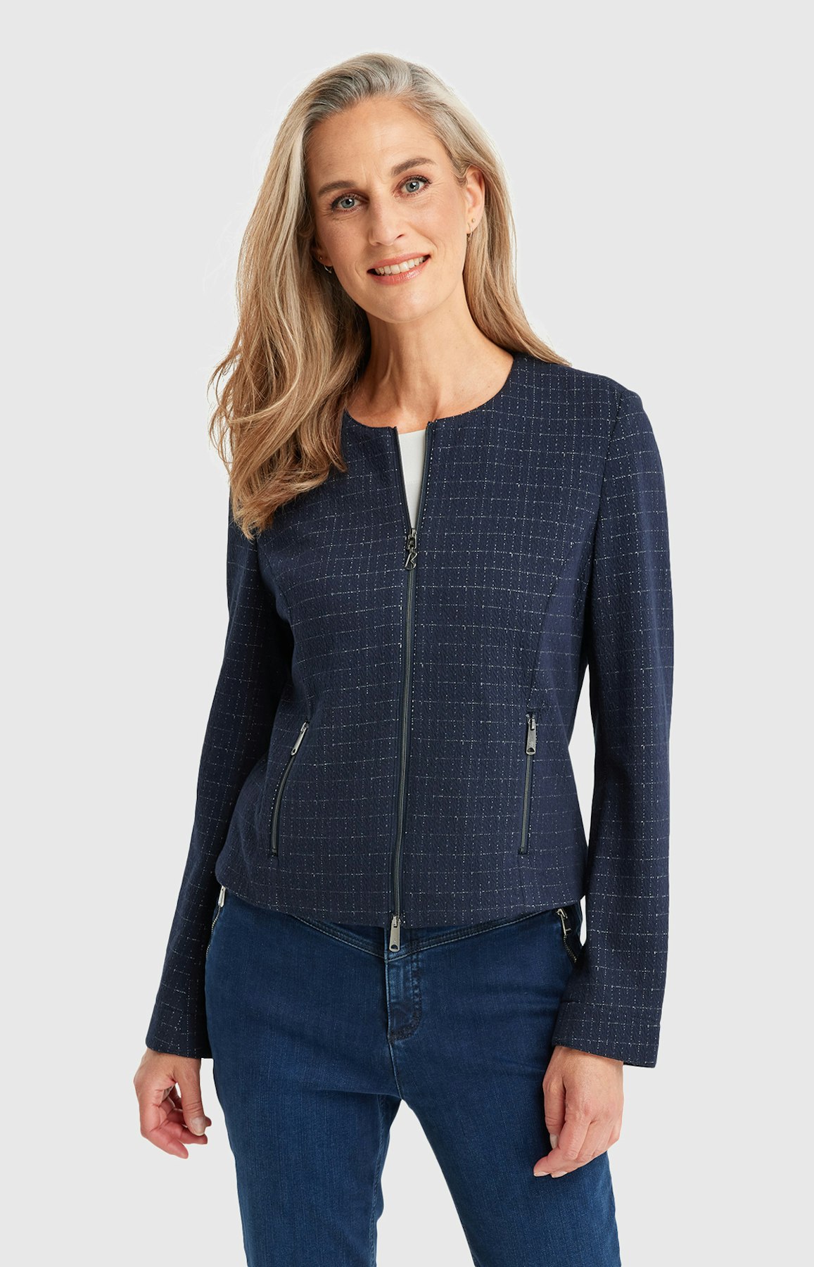 Blazer mit Karo-Muster in Blau