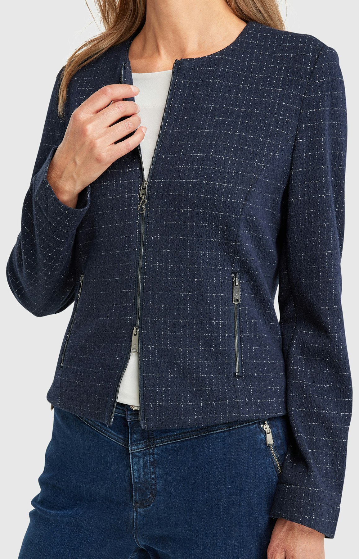 Blazer mit Karo-Muster in Blau