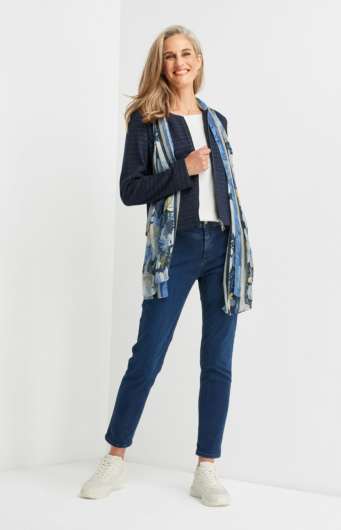 Blazer mit Karo-Muster in Blau