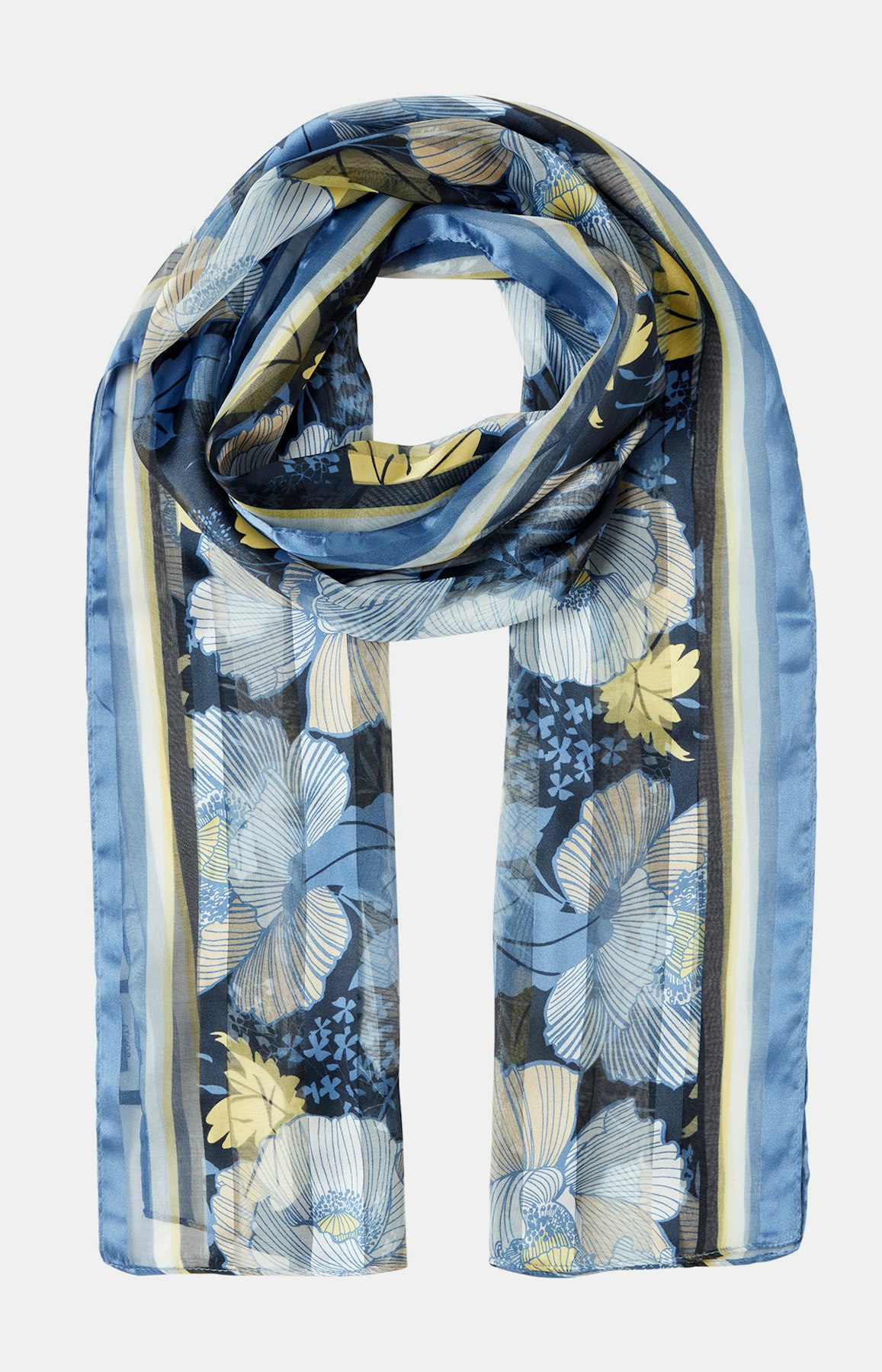 Schal mit Allover-Muster in Dunkelblau