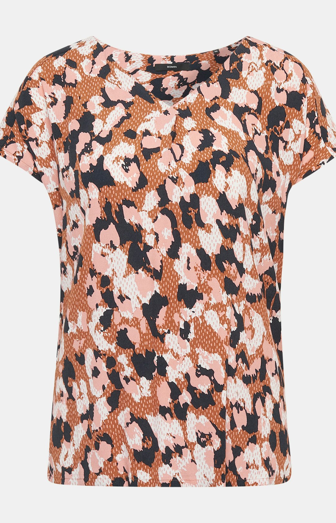 Shirtbluse mit Allover-Muster in Braun