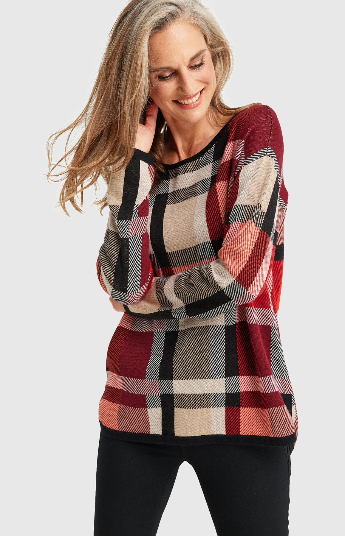 Pullover mit Karomuster in Rot