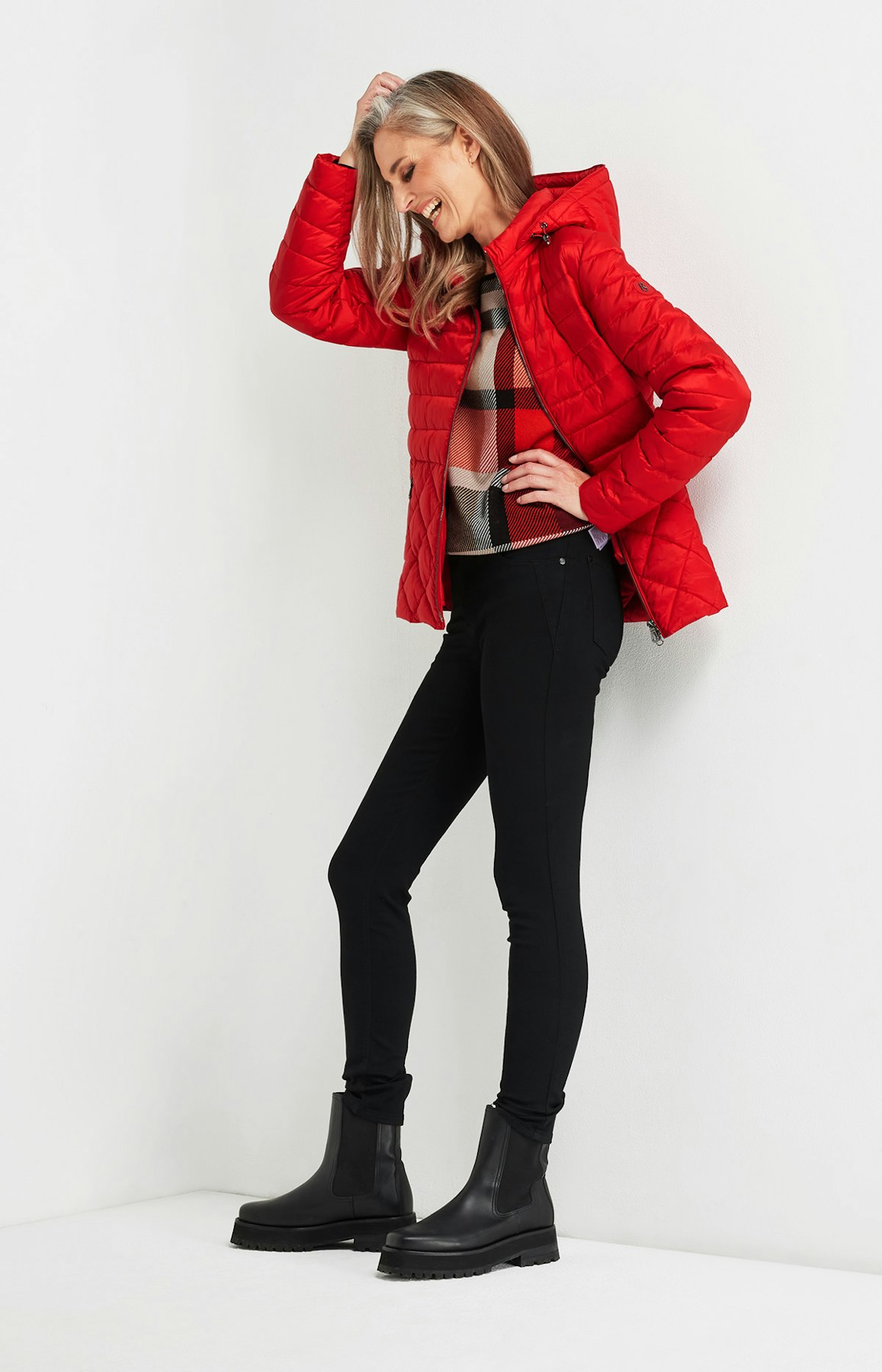 Pullover mit Karomuster in Rot