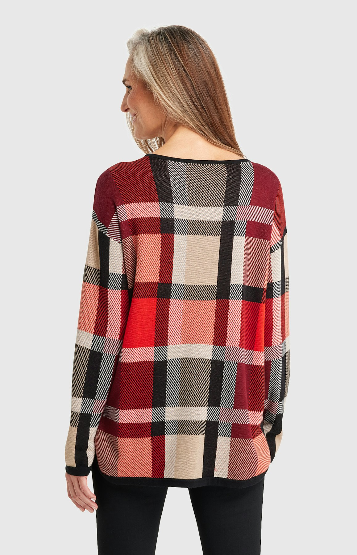 Pullover mit Karomuster in Rot