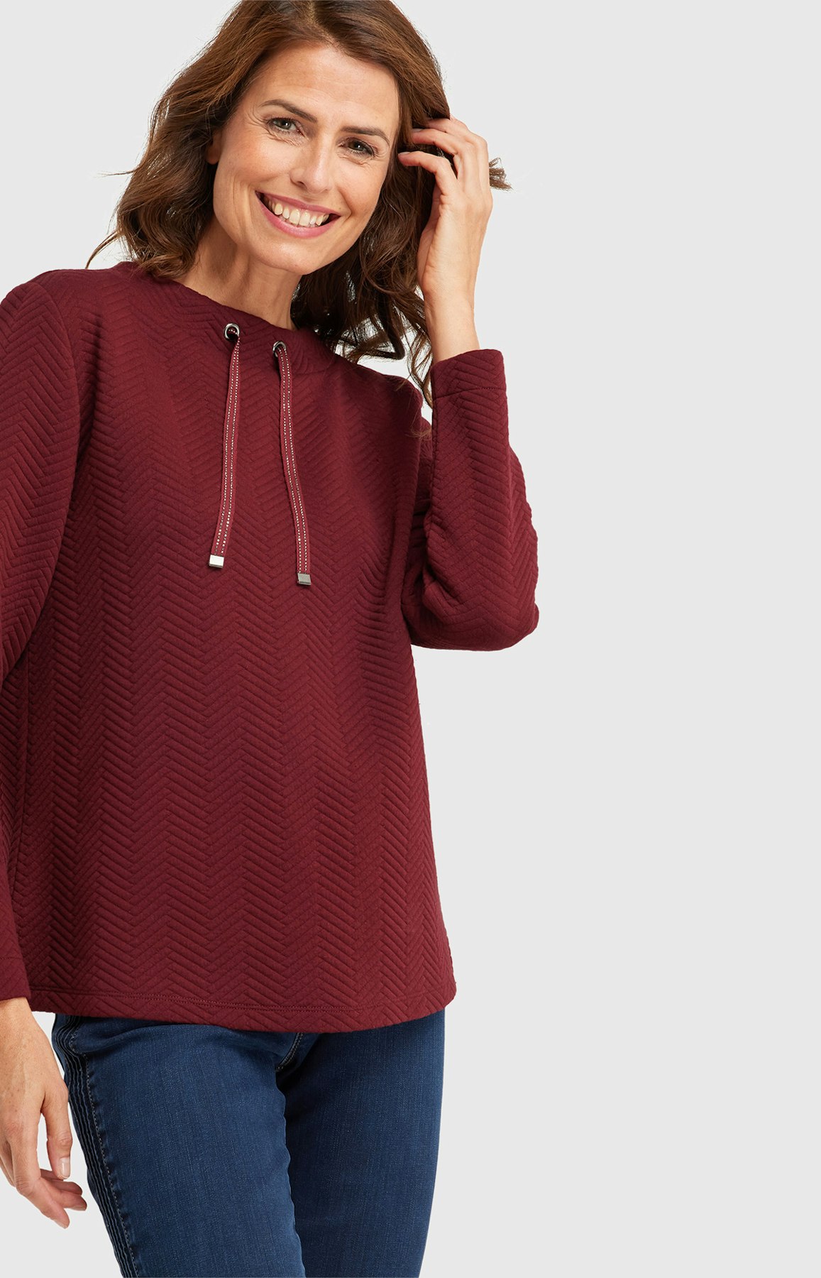 Sweatshirt mit Stehkragen in Rot