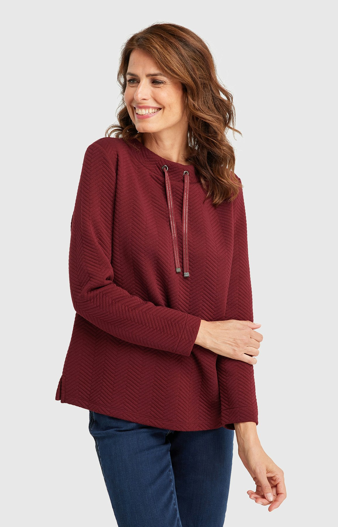 Sweatshirt mit Stehkragen in Rot