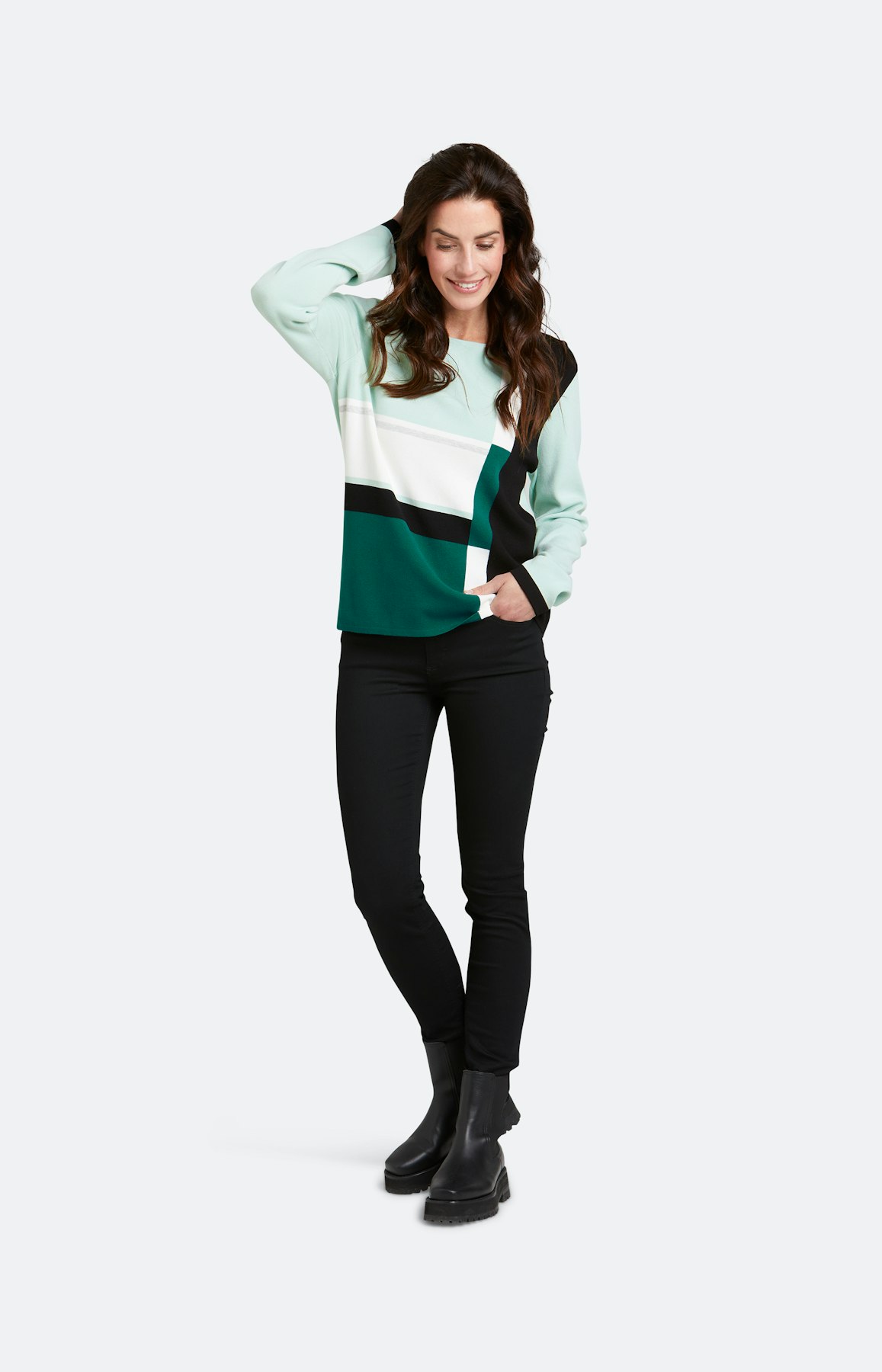 Strickpullover mit Color Blocking