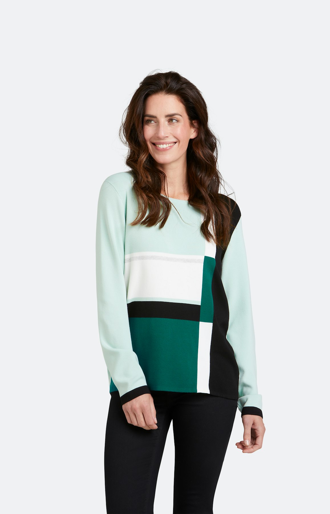 Strickpullover mit Color Blocking