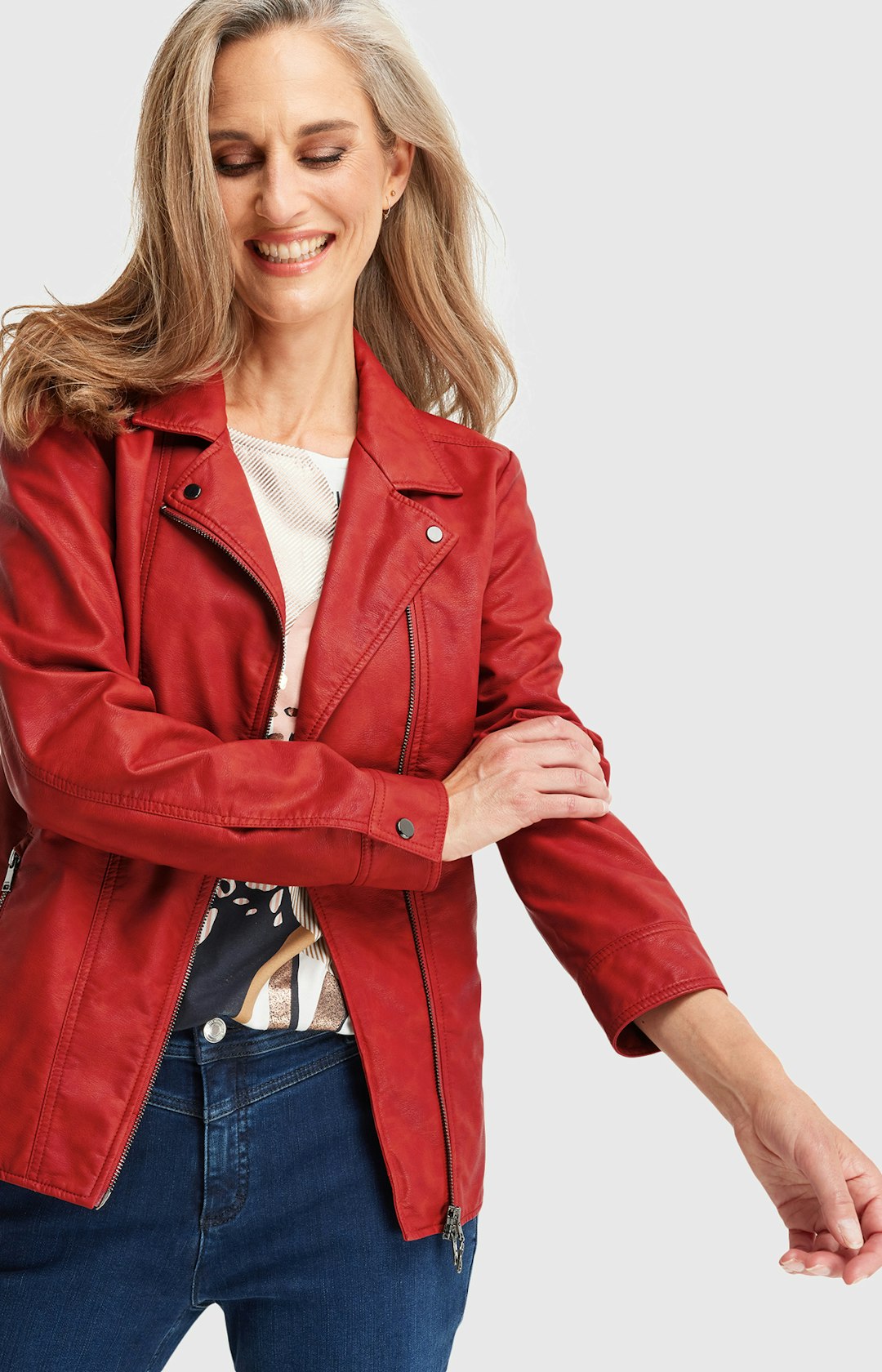 Lederjacke Bonita Rote Jacke Steppjacken Bonita Mode Jacken