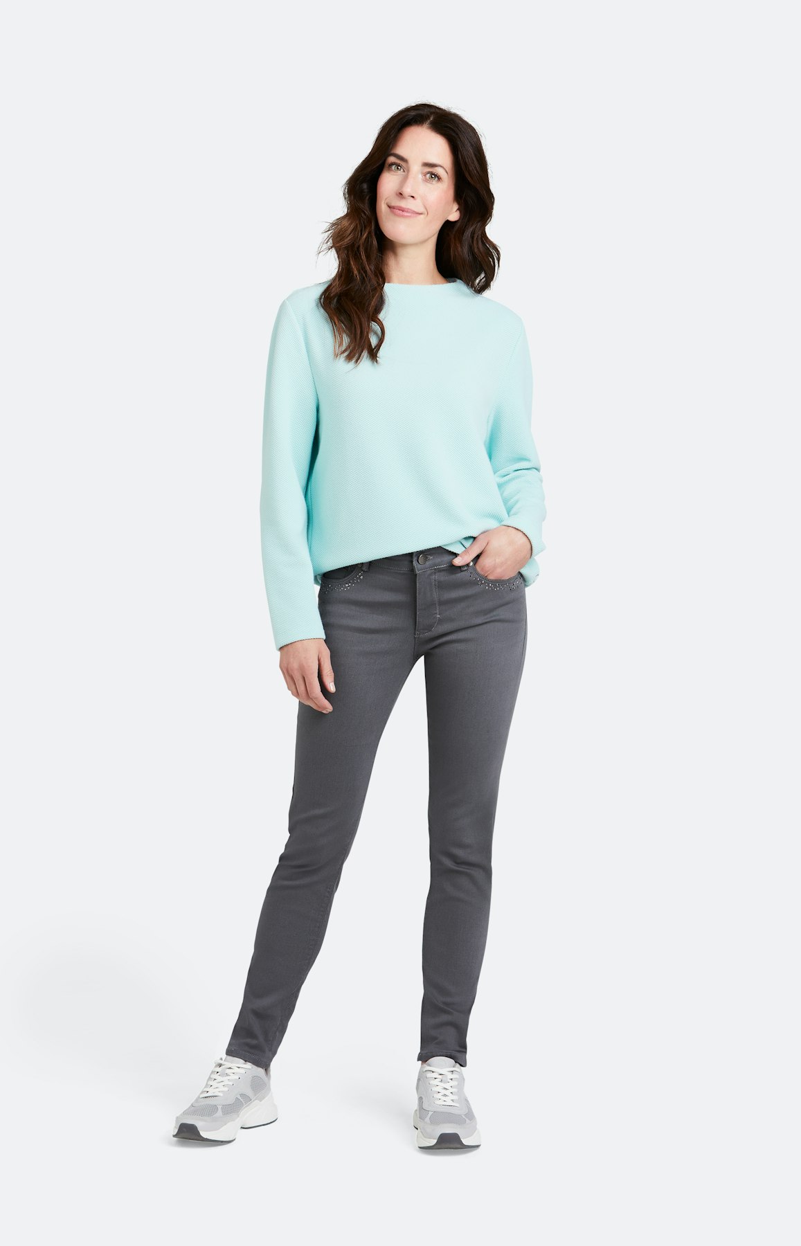 Strickpullover mit Stehkragen