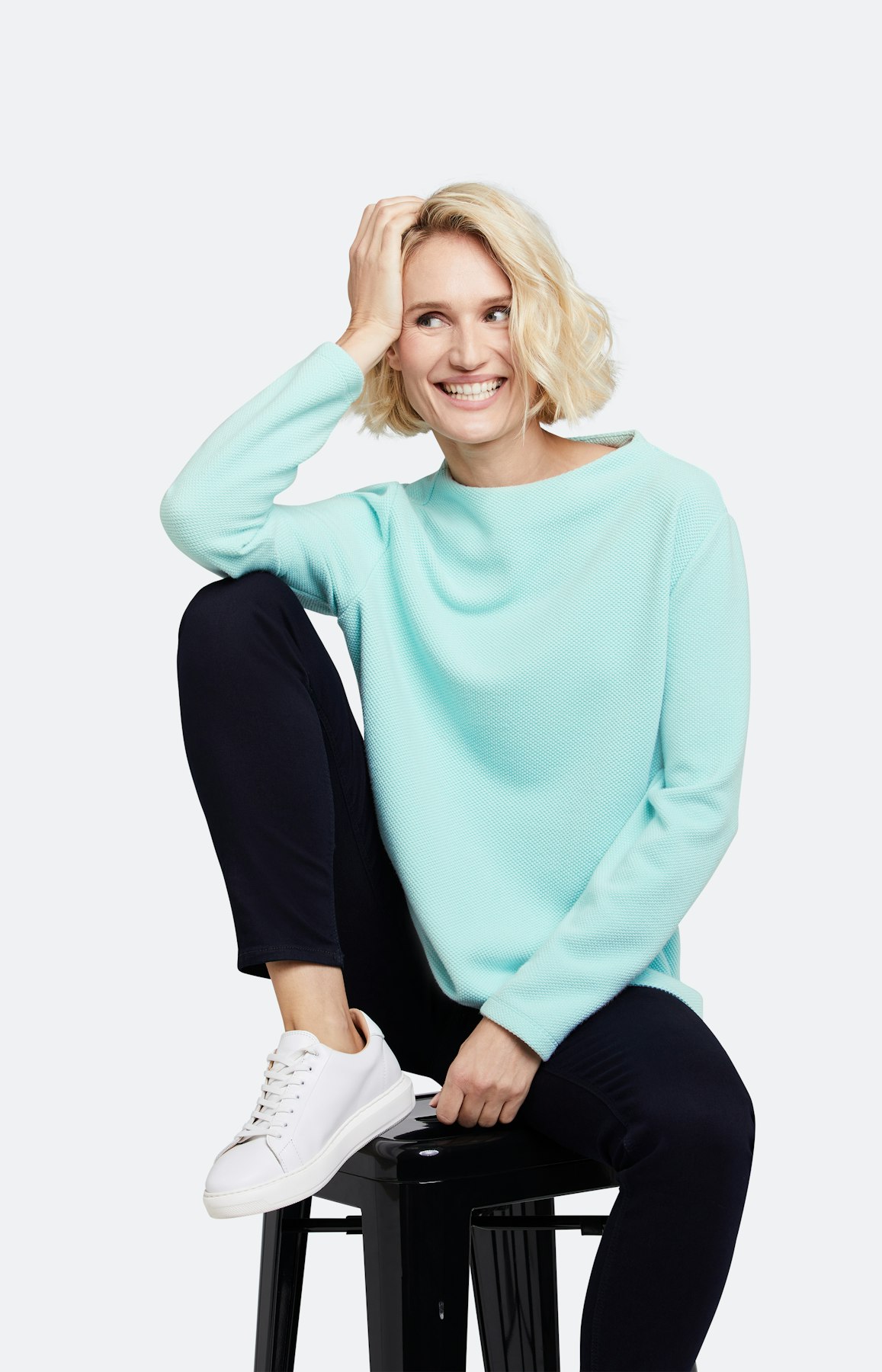 Strickpullover mit Stehkragen