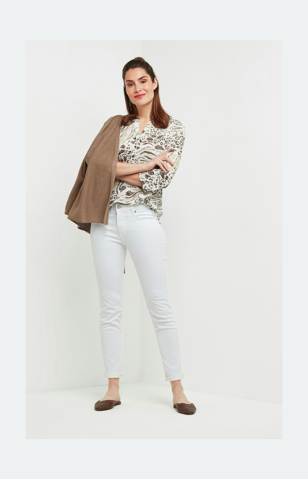 3/4-Arm Shirt mit Allover-Muster