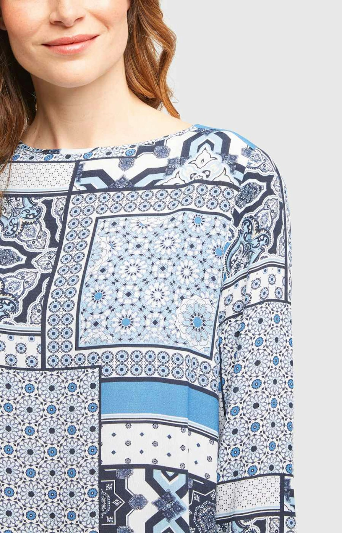 3/4-Arm Bluse mit Patchwork-Design
