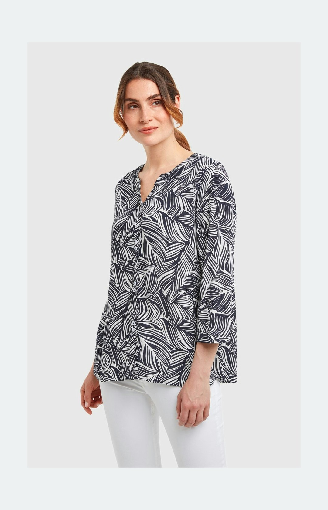 ¾-Arm Blusenshirt mit floralem Muster