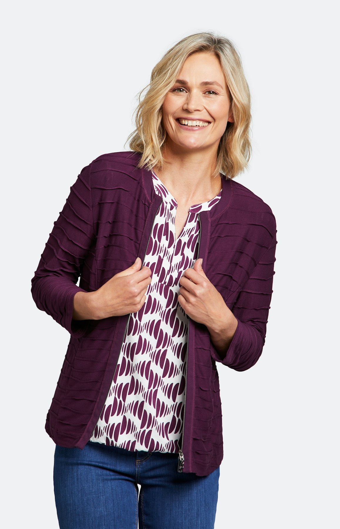 Sweatjacke mit 3/4 Ärmel