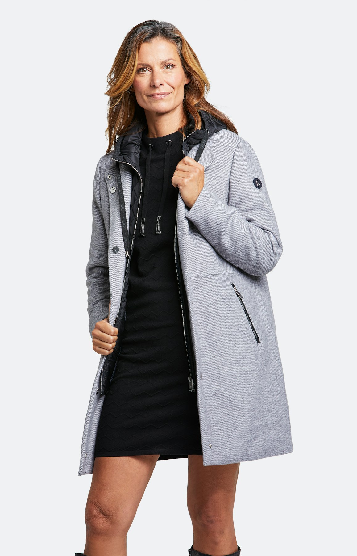 Lange Jacke mit Kapuze