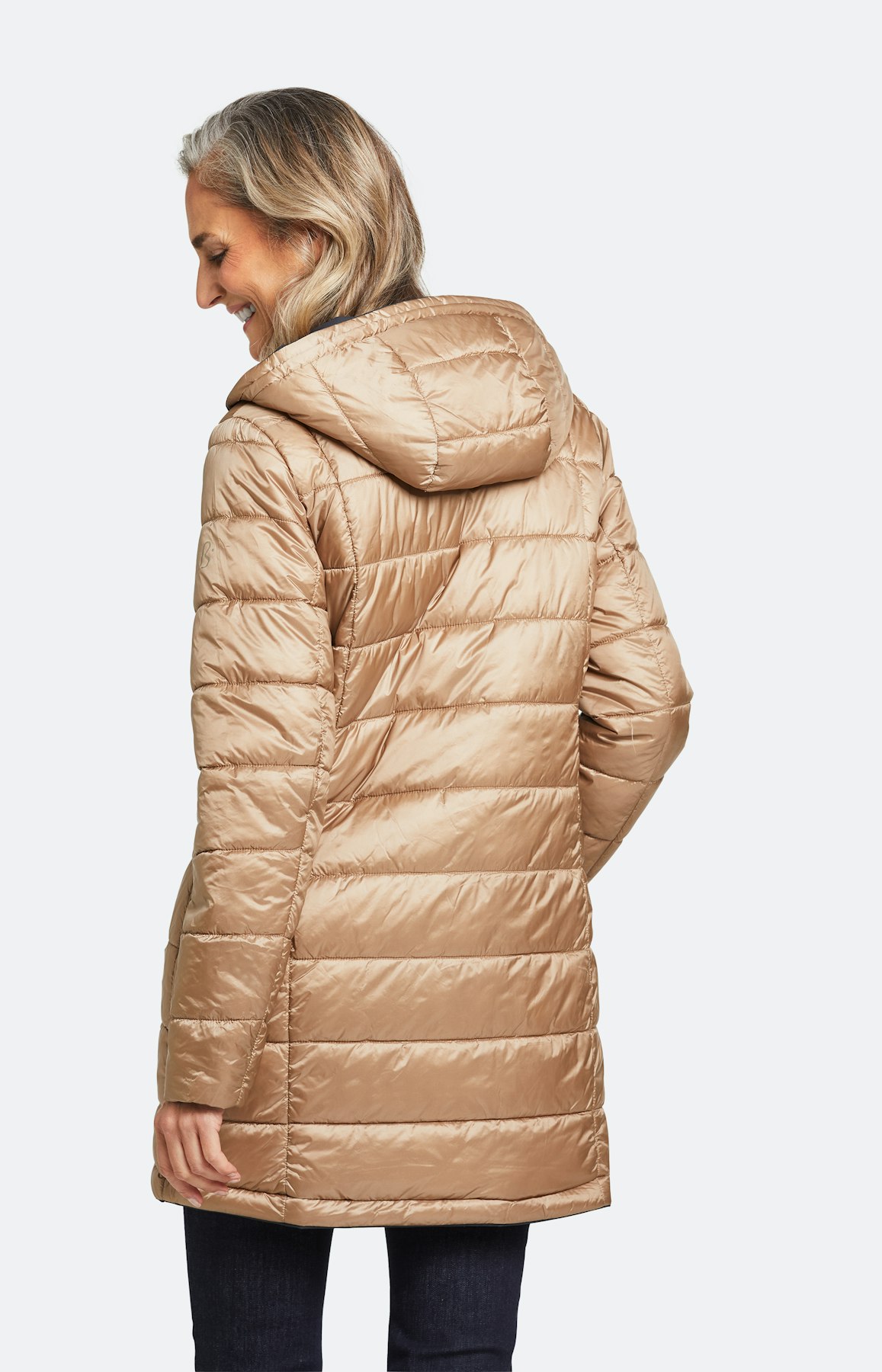 Lange Wende-Jacke mit Kapuze