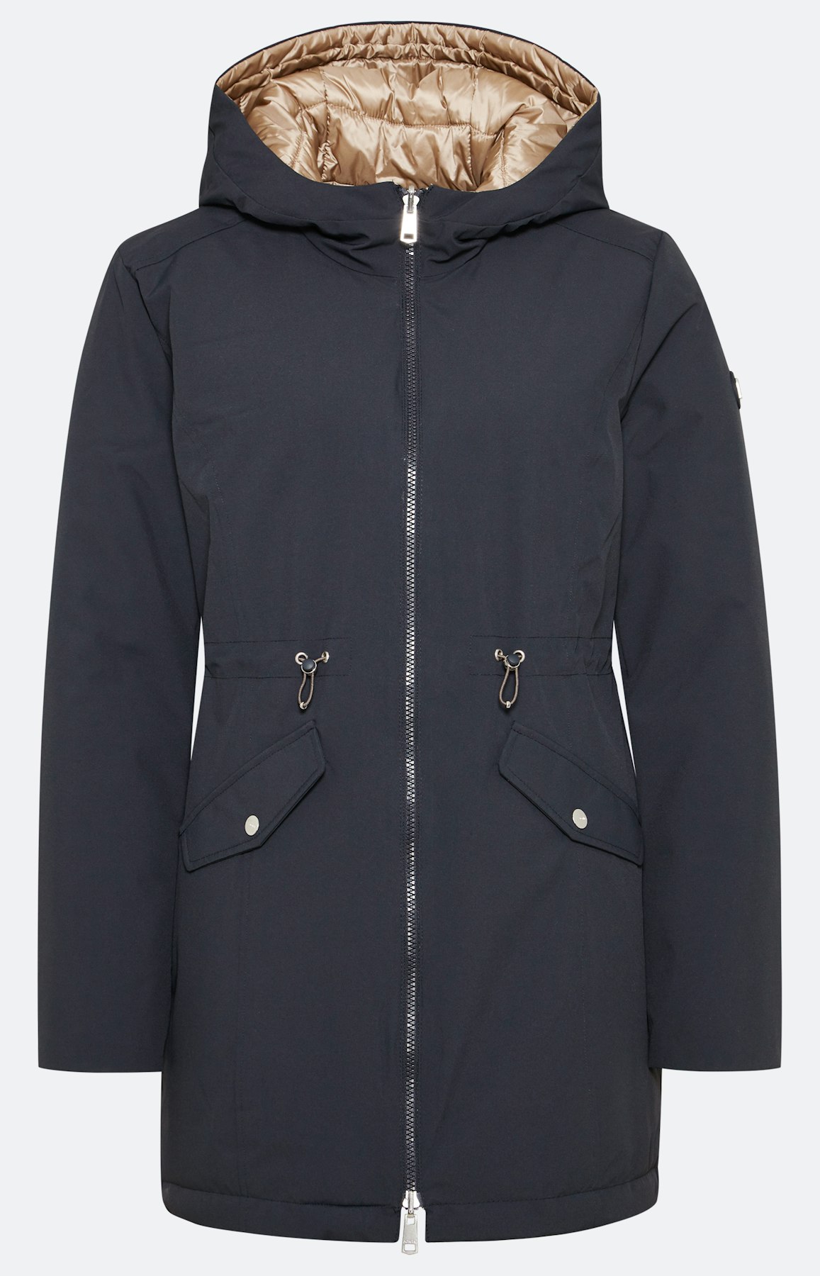 Lange Wende-Jacke mit Kapuze