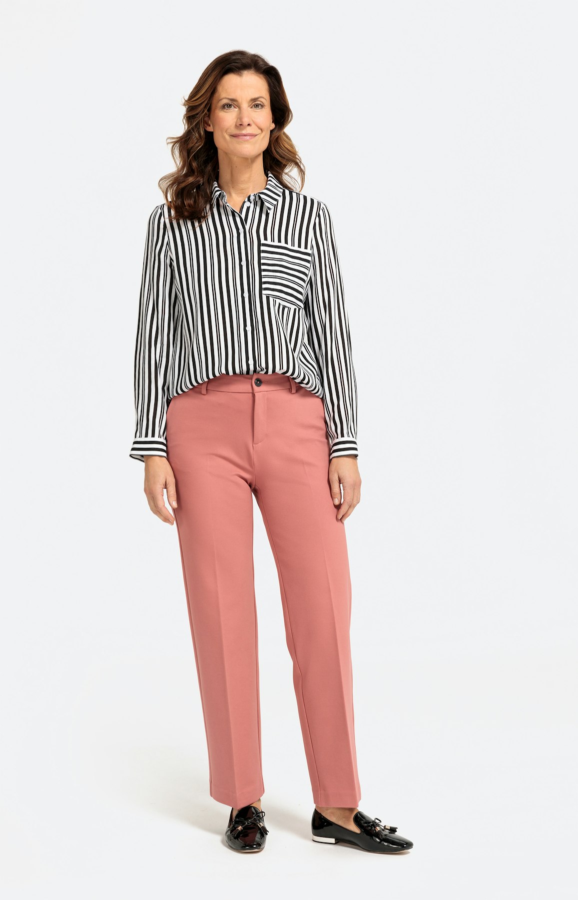 Gestreepte blouse met kent-kraag