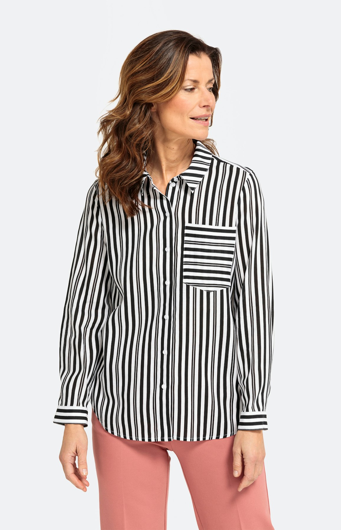 Gestreepte blouse met kent-kraag