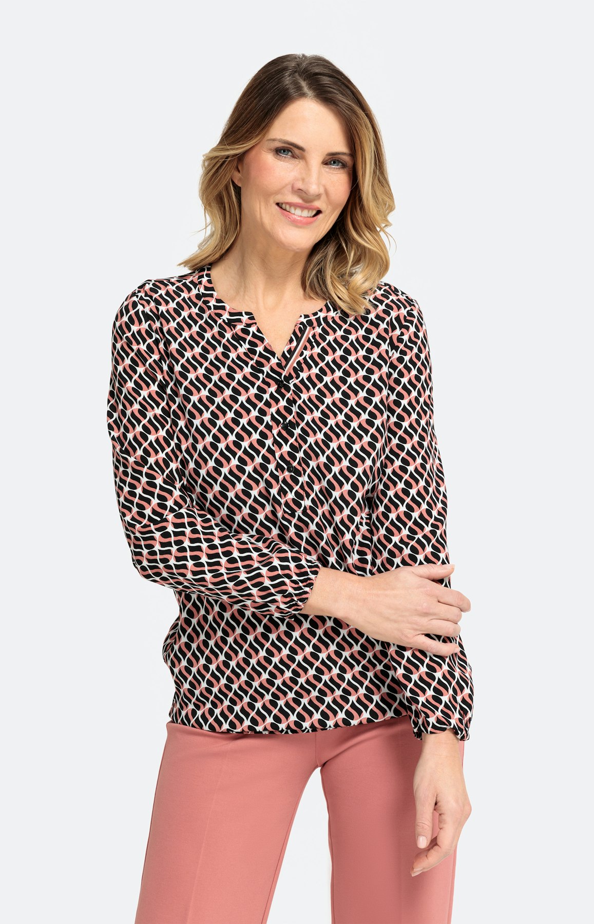 Overslagblouse met halve knoopsluiting