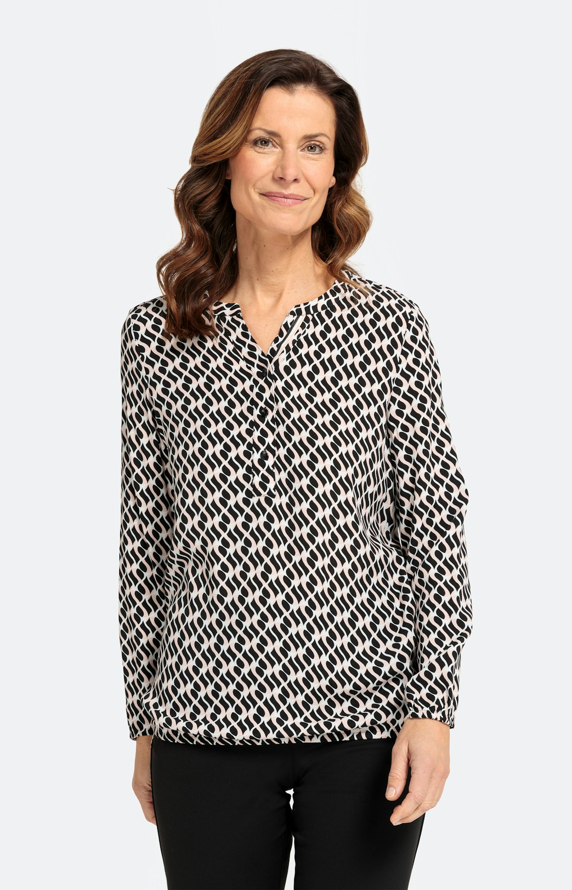 Schlupfbluse mit halber Knopfleiste