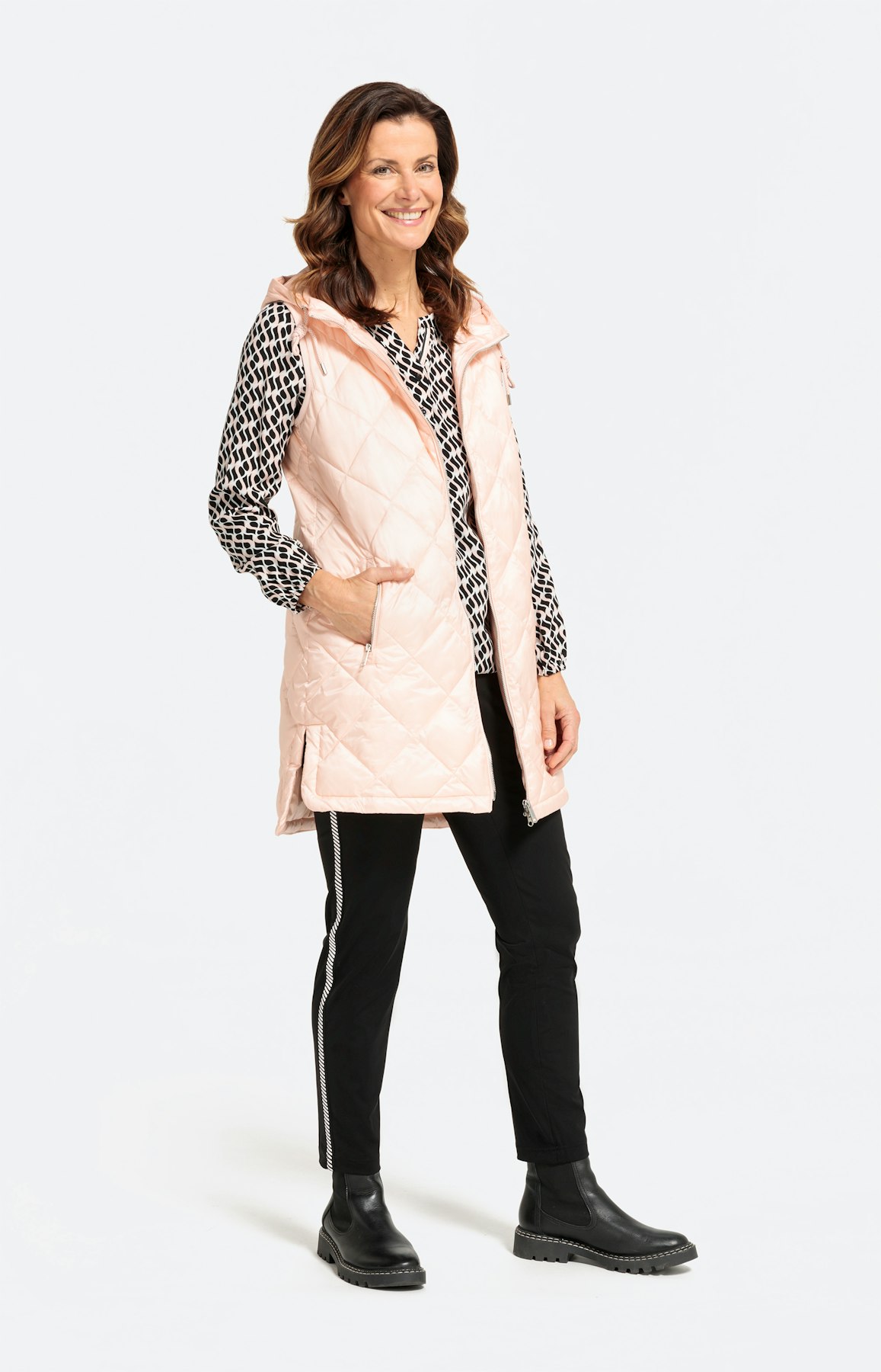 Schlupfbluse mit halber Knopfleiste