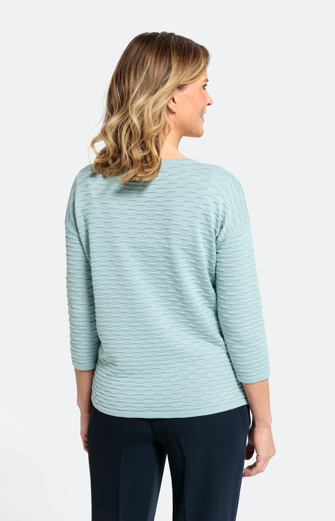 Struktur-Pullover mit 3/4-Ärmel