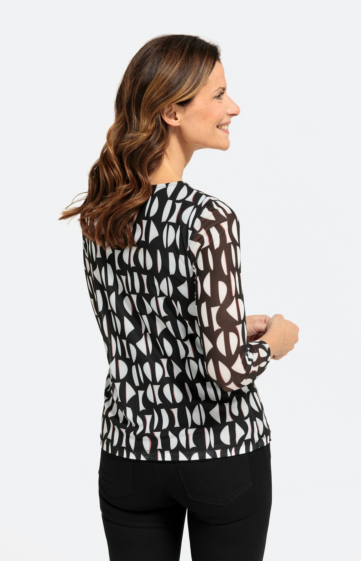 Shirt mit transparentem Ärmel