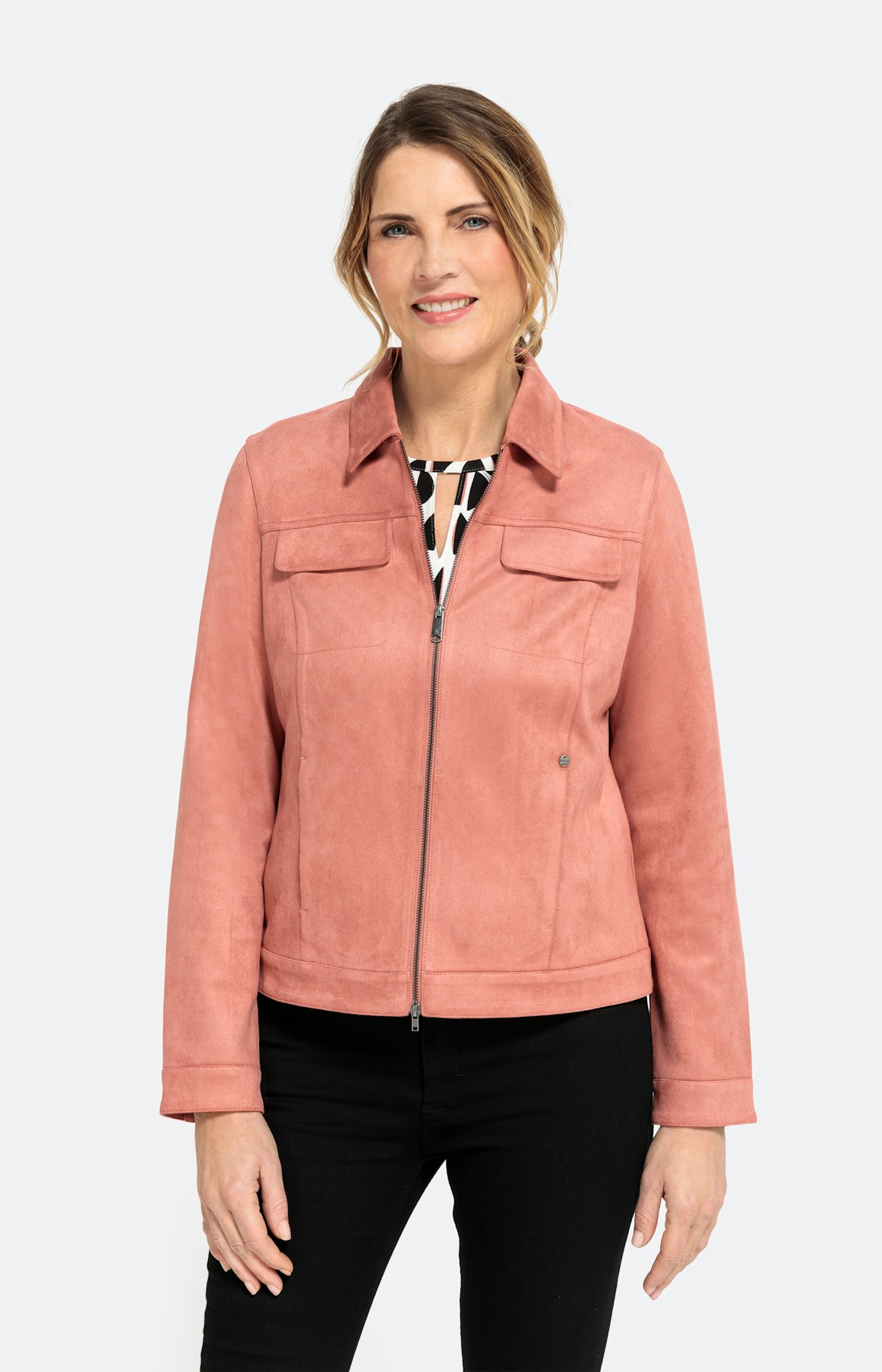 Jacke in Velourslederoptik