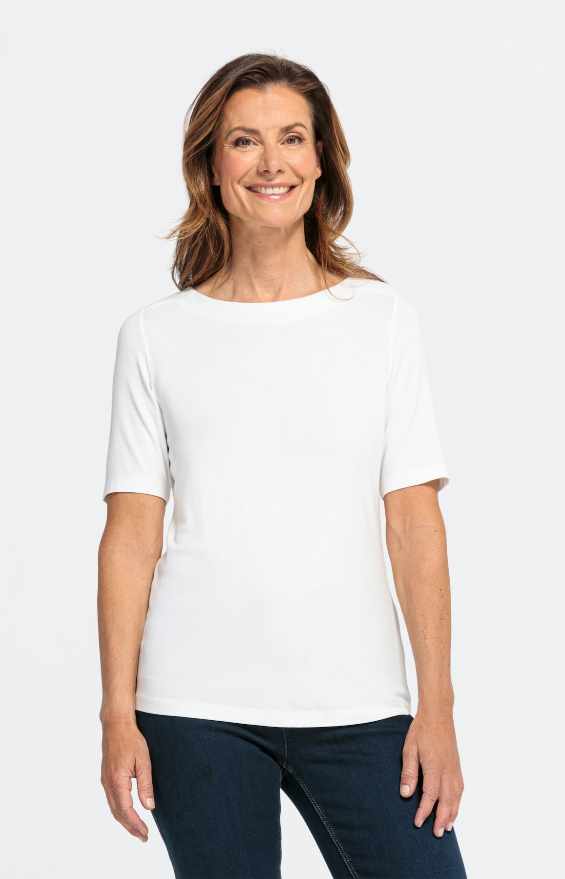 Basic T-shirt met 1/2 mouwen, wit